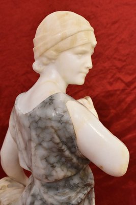 Guglielmo Pugi, Woman Sculpture, 1800s, Alabaster & Marble-YVI-1794169