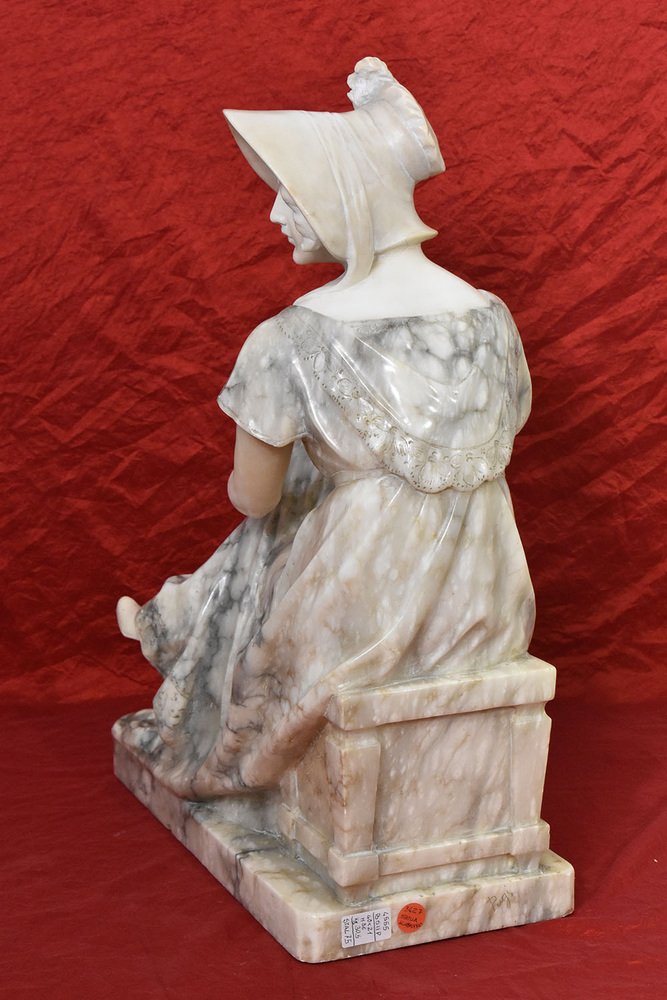 Guglielmo Pugi, Woman Sculpture, 1800s, Alabaster & Marble