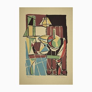 Guido La Regina, Colorful Composition, Linoleum, Late 20th Century-ZCI-871476