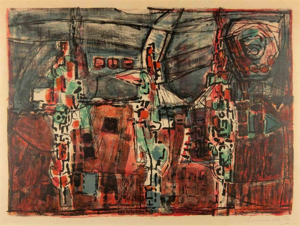 Guillaume Corneille, Piège, Lithograph, 1956