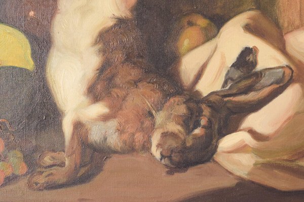 Guillermo Martinez Soliman, Still Life with Hare and Melon, Mid 20th-Century, Oil on Canvas, Framed-AOI-1106722