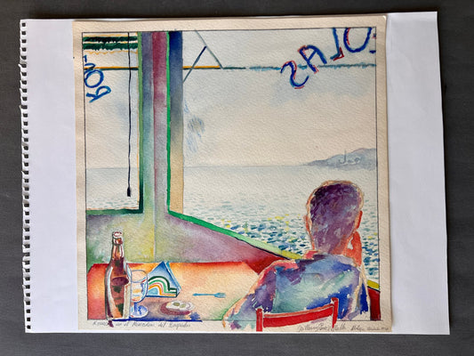 Guillermo Perez Villalta, Pedregalejo Rompeolas Restaurant, Watercolor, 1977