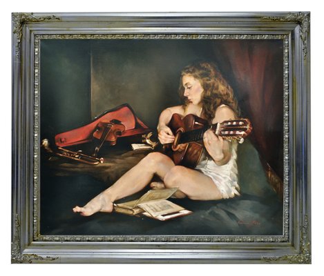 Guitar - Francesca Strino - Oil on Canvas - Italy-YUW-912582