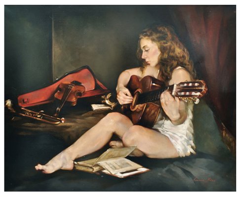 Guitar - Francesca Strino - Oil on Canvas - Italy-YUW-912582