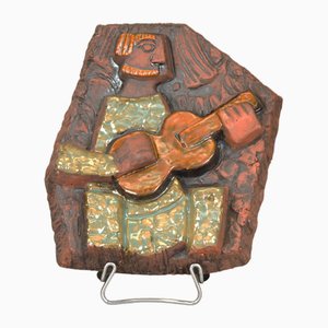 Guitarist Wall Plaque by Lars Bergsten, 1960s-AOU-1764430