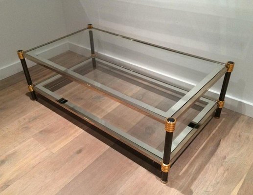 Gunmetal and Gild Metal Coffee Table, 1970s-BA-658619