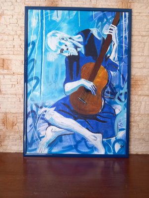 Gunnar Zyl, Old Guitar Player, Acrylic on Canvas-WMZ-1766158