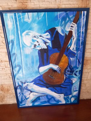 Gunnar Zyl, Old Guitar Player, Acrylic on Canvas-WMZ-1766158