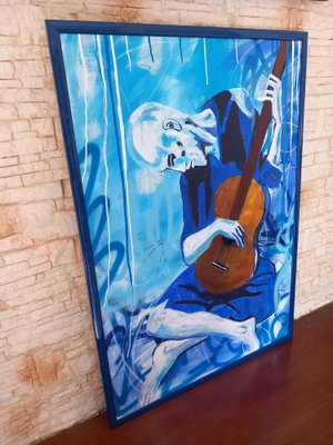 Gunnar Zyl, Old Guitar Player, Acrylic on Canvas-WMZ-1766158