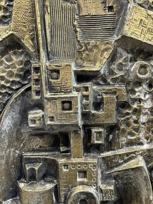 Gunther Gerzso, Mexican Modernist Abstract Sculpture Relief, 1979, Silvered Resin-BRT-2021436