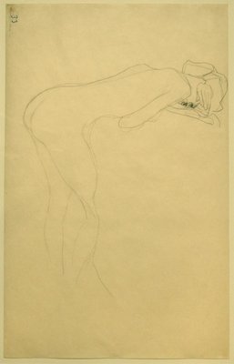 Gustav Klimt, Nude of Woman Reclined on the Back of a Chair on the Right, Original Drawing circa 1905-ZCI-756188