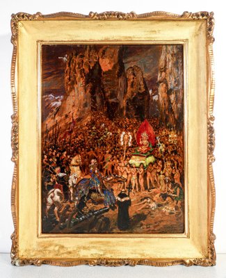 Gustave Alaux, Pizarro and Atahualpa, 20th Century, Oil Painting, Framed-OJE-1720329