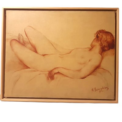 Gustave Balenghien, Nude, Oil on Canvas, Framed-TCS-1228854