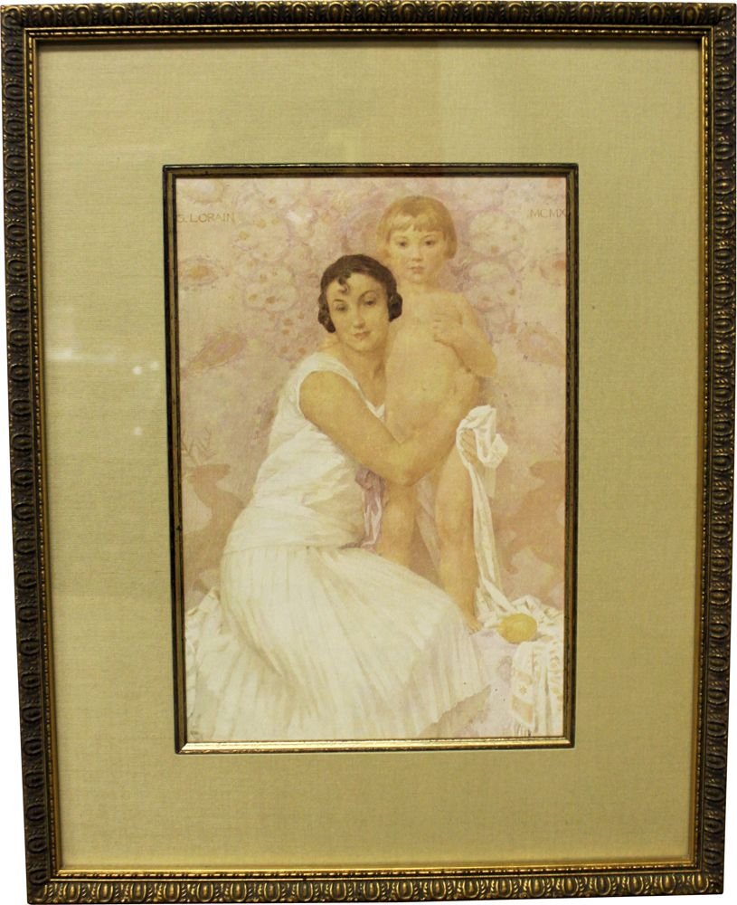 Gustave Lorain, The Mother and the Child, 1930, Lithograph