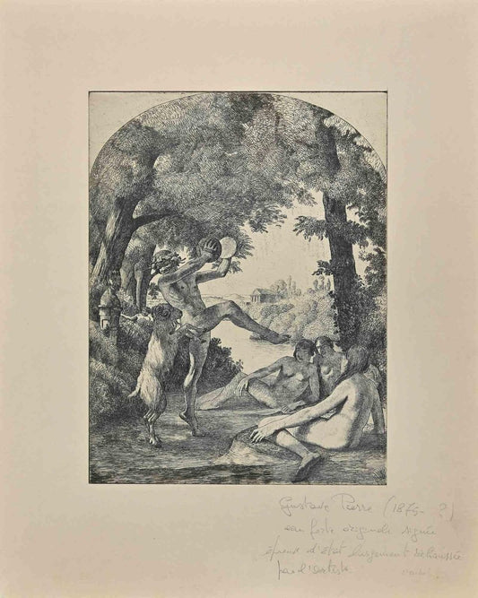 Gustave Pierre, Garden, Original Etching, Early 20th-Century