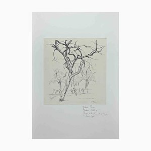 Gustave Pierre, Trees, Original China Ink and Pen Drawing, Early 20th-Century-ZCI-1260102