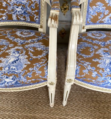 Gustavian Armchairs with Toile De Jouy Cover, Set of 2-VAP-1363857