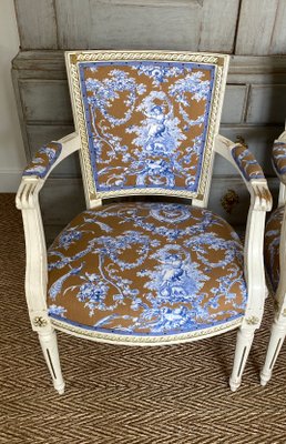 Gustavian Armchairs with Toile De Jouy Cover, Set of 2-VAP-1363857