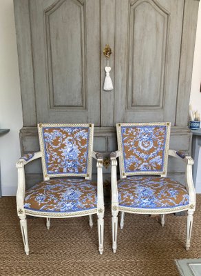 Gustavian Armchairs with Toile De Jouy Cover, Set of 2-VAP-1363857