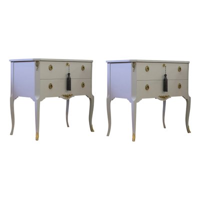 Gustavian Commodes with Marble Slabs, 1950s, Set of 2-VTA-1440738