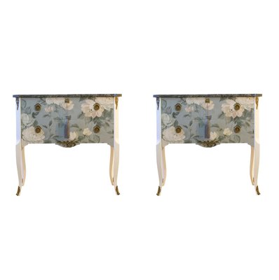 Gustavian Louis XV Style Chests with Floral Pattern, 1950s, Set of 2-VTA-1440668