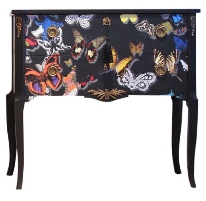 Gustavian Style Commode with Butterfly Christian Lacroix Design, 1950s