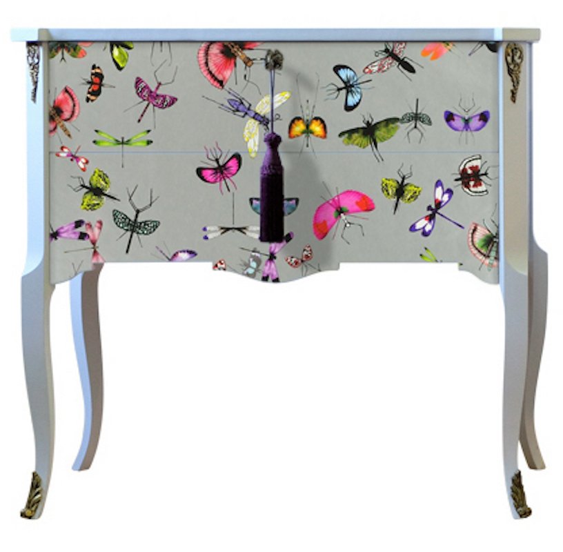 Gustavian Style Commode with Christian Lacroix Butterfly DeCOR, 1950s