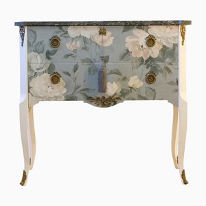 Gustavian Style Commode with Floral Blue Design, 1950s-VTA-1440671