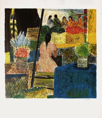 Guy Bardone, Marché au Mexique, 1966, Lithograph-FMZ-1135661