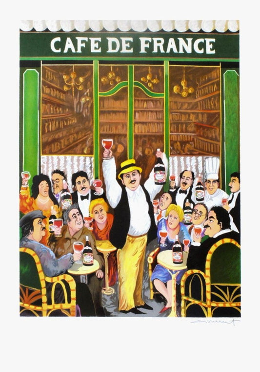 Guy Buffet, Café De France, Lithograph on Bfk Rives Paper