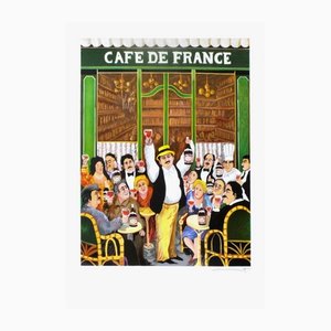 Guy Buffet, Café De France, Lithograph on Bfk Rives Paper-FMZ-1145524