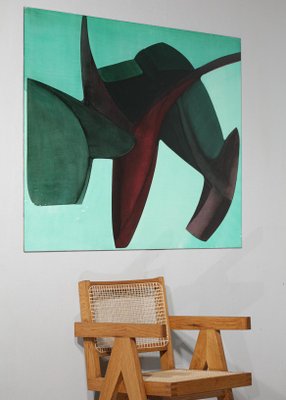 Guy Dessauges, Abstract Composition, 1970s or 1980s, Oil on Panel, Framed-YU-1133296