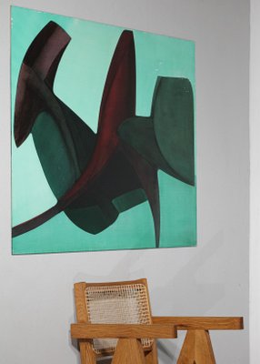 Guy Dessauges, Abstract Composition, 1970s or 1980s, Oil on Panel, Framed-YU-1133296