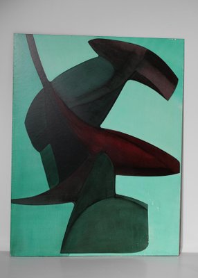 Guy Dessauges, Abstract Composition, 1970s or 1980s, Oil on Panel, Framed-YU-1133296