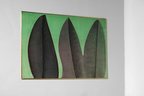 Guy Dessauges, Green Composition, 1970s, Oil on Panel, Framed-YU-1133287