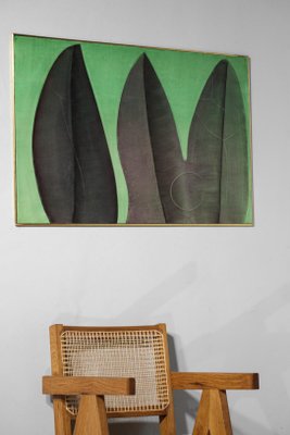 Guy Dessauges, Green Composition, 1970s, Oil on Panel, Framed-YU-1133287