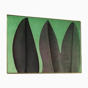 Guy Dessauges, Green Composition, 1970s, Oil on Panel, Framed-YU-1133287