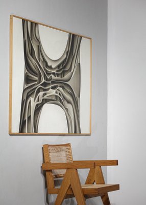 Guy Dessauges, Grey Composition, 1982, Oil on Panel, Framed-YU-1133290