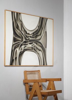 Guy Dessauges, Grey Composition, 1982, Oil on Panel, Framed-YU-1133290