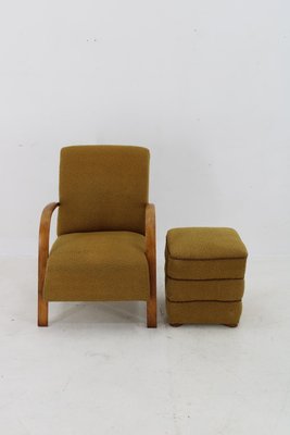 H-213 Armchair with Tabouret by Jindrich Halabala, Former Czechoalsovakia, 1940s, Set of 2-TZ-2018643