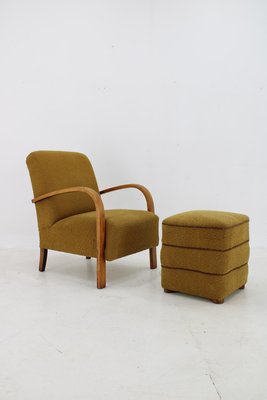 H-213 Armchair with Tabouret by Jindrich Halabala, Former Czechoalsovakia, 1940s, Set of 2-TZ-2018643