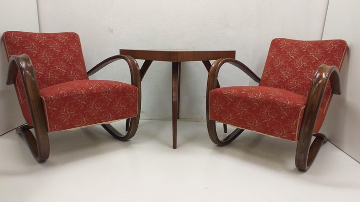 H 269 Armchairs and Spider Table by Jindrich Halabala, 1940s, Set of 3-TZ-1786650