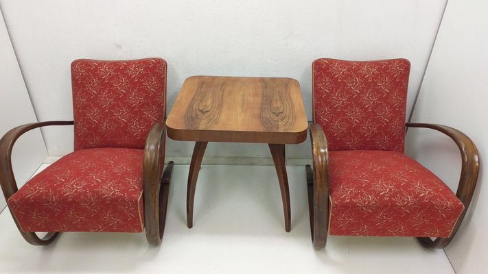 H 269 Armchairs and Spider Table by Jindrich Halabala, 1940s, Set of 3-TZ-1786650