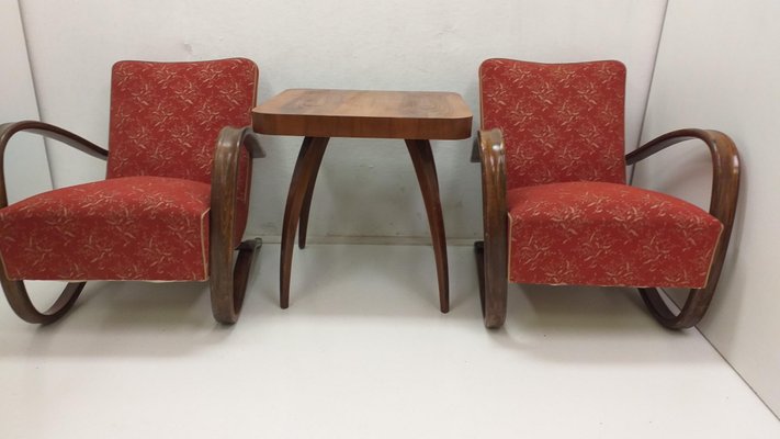 H 269 Armchairs and Spider Table by Jindrich Halabala, 1940s, Set of 3-TZ-1786650