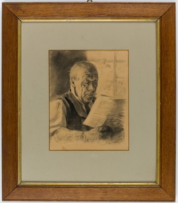 H. Bachmann, Old Man Reading the Newspaper, 1896, Pencil-OJR-1273340