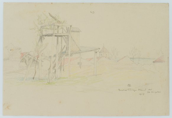 H. Christianen, Observation Post Near a Town, 1917, Pencil-OJR-1273347