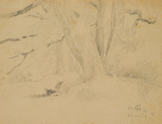 H. Christiansen, Bench Under Old Beech Tree, 1925, Pencil-OJR-1273381