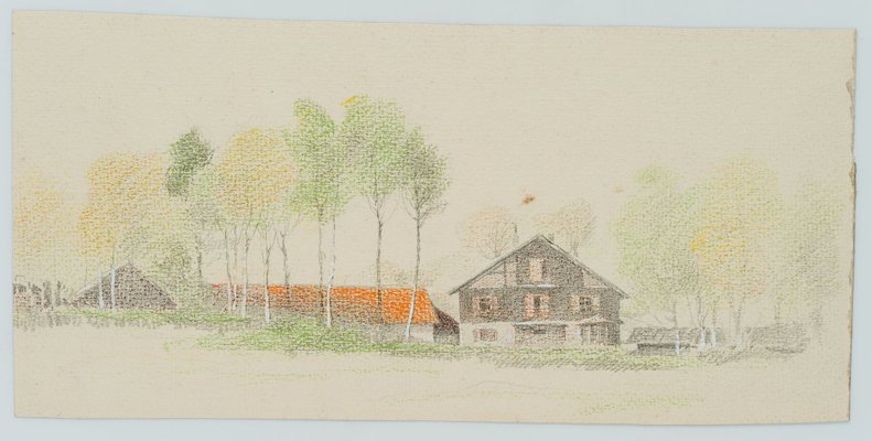 H. Christiansen, Country Houses in the Birch Grove, 20th-Century, Pencil-OJR-1273417