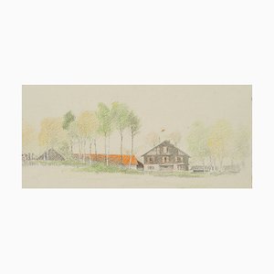 H. Christiansen, Country Houses in the Birch Grove, 20th-Century, Pencil-OJR-1273417