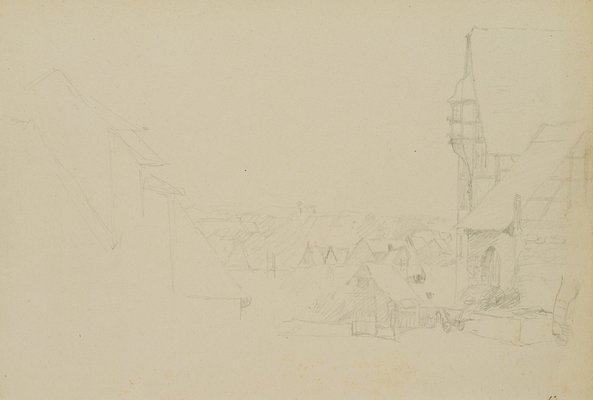 H. Christiansen, Half -Timbered Houses in Bad Wimpfen, 1922, Pencil-OJR-1273375